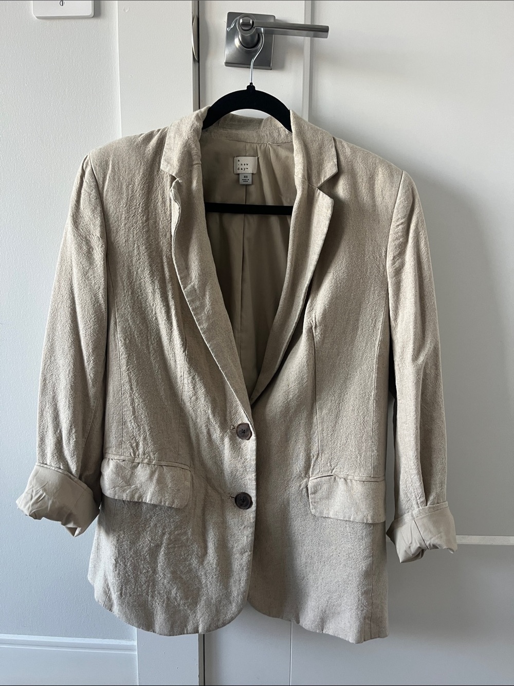 a new day Beige Relaxed Linen-Blend Blazer